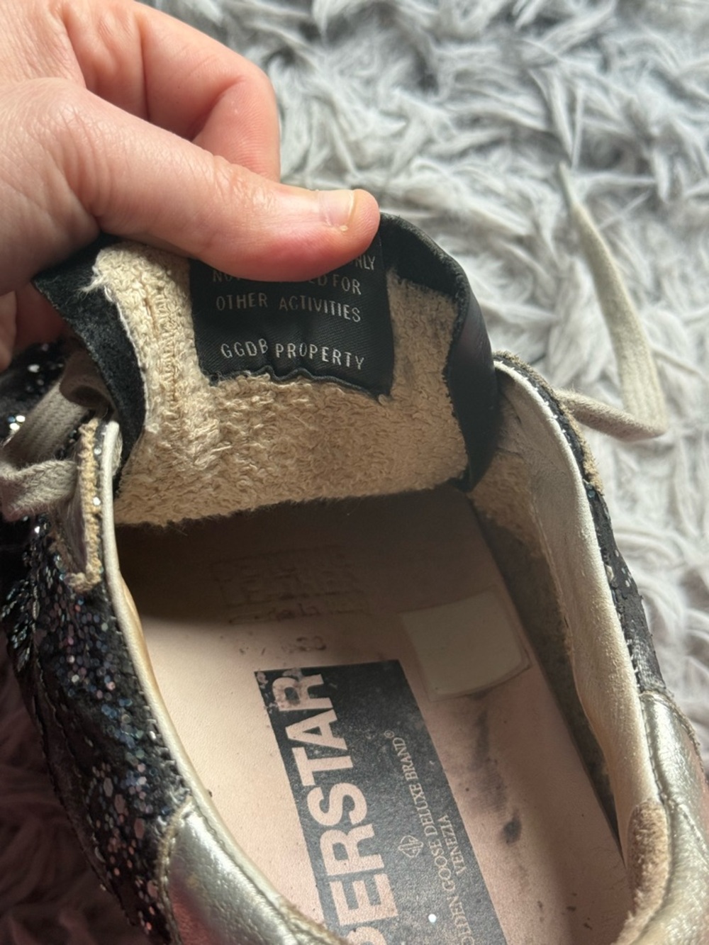 Golden Goose Navy and Silver Glitter Sneakers - Picture 11 of 11